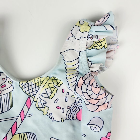 GAP Blue and Pink One Piece Swimsuit with Ruffled Straps - Picture 3 of 6